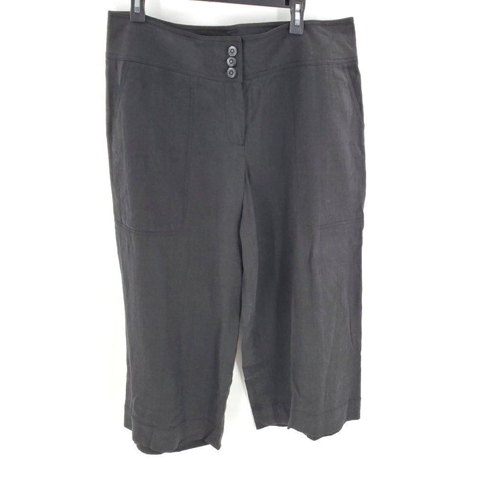 Magaschoni Collection Salon Z Womens Cropped Pant Wide Leg Black Size 14W